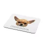 Chihuahua Kurzhaar - geometrisches Mauspad mit Bild und Aufschrift von Art-Dog