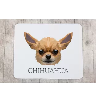Chihuahua à poil court - tapis de souris géométrique avec photo et inscription Art-Dog