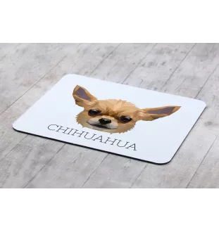 Chihuahua à poil court - tapis de souris géométrique avec photo et inscription Art-Dog