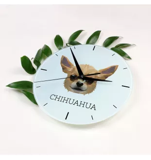 Chihuahua short-haired, Chihuahua smooth - geometric wall clock with a picture and the brand name Art-Dog