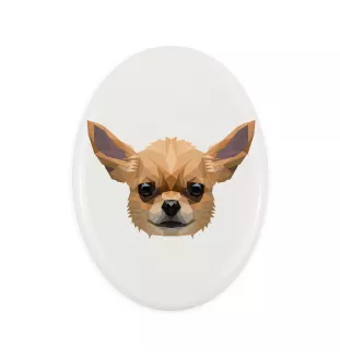 Chihuahua Kurzhaar - Fliese mit geometrischem Bild und Schriftzug der Marke Art-Dog