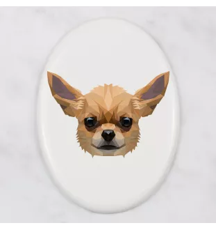 Chihuahua à poil court - une plaque avec une photo et un motif géométrique de la marque Art-Dog