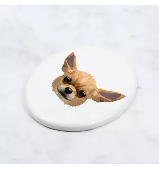 Chihuahua short-haired, Chihuahua smooth - a plate with a geometric design and the brand name Art-Dog
