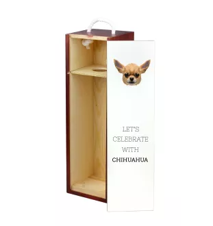 Chihuahua à poil court - une boîte géométrique avec une photo et un texte pour le vin de la marque Art-Dog
