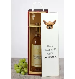 Chihuahua Kurzhaar - geometrische Box mit einem Bild und Schriftzug für Wein der Marke Art-Dog