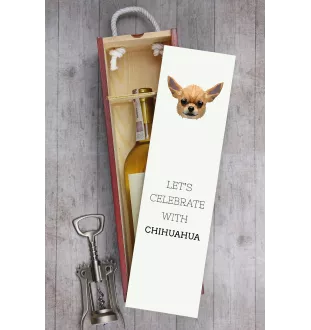 Chihuahua à poil court - une boîte géométrique avec une photo et un texte pour le vin de la marque Art-Dog