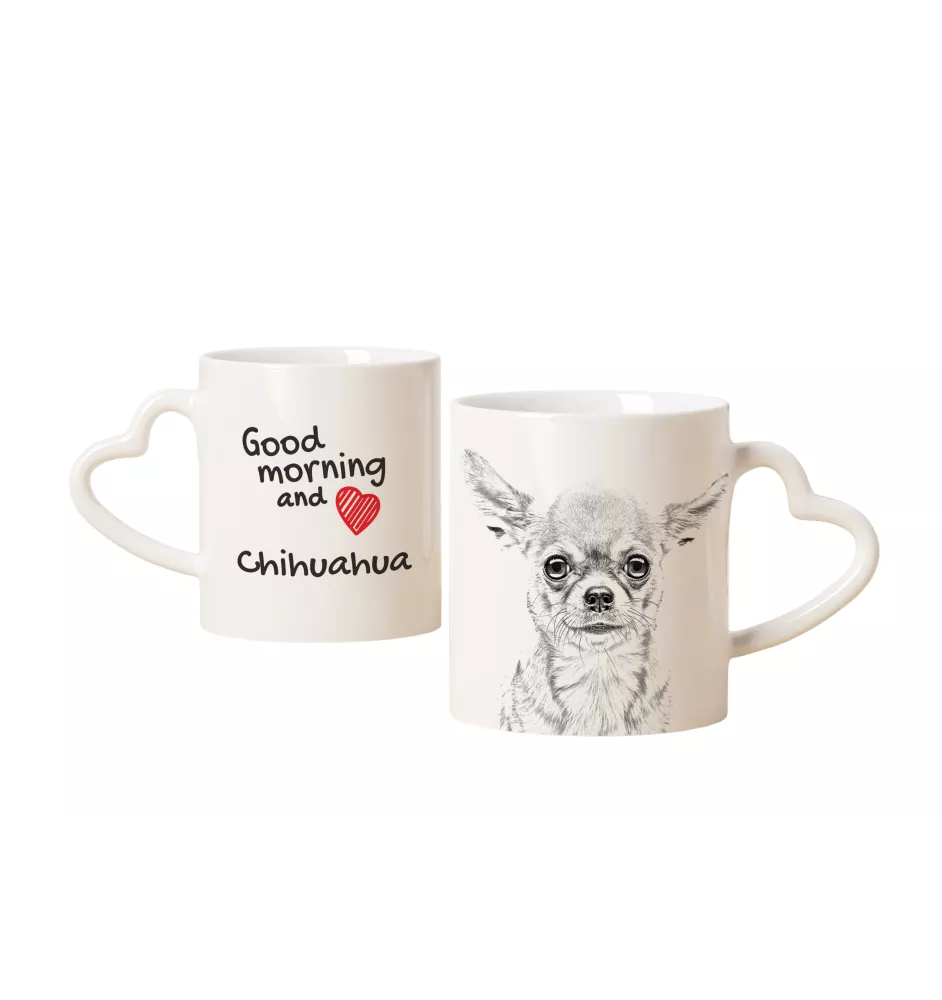 Chihuahua Kurzhaar - Tasse mit Hund, entzückende Tasse mit herzförmigem Henkel, universelles Geschenk der Marke Art-Dog