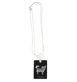 Chihuahua short-haired, Chihuahua smooth - Crystal pendant with dog, silver necklace with photo, personalised pendant by Art-Dog brand