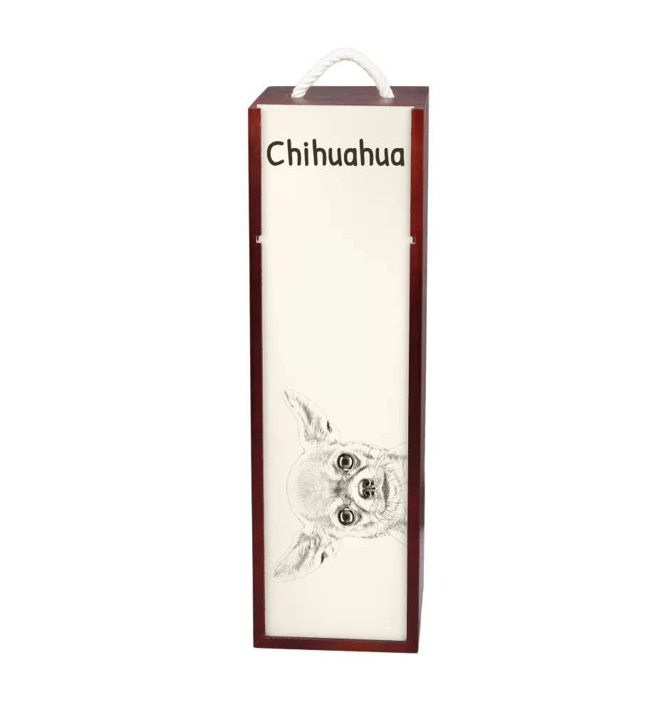 Chihuahua short-haired, Chihuahua smooth - wine box with a dog, alcohol box with graphics, personalized gift box from the Art-Dog brand