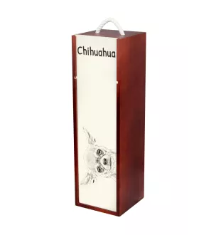 Chihuahua Kurzhaar - Weinbox mit Hund, Alkoholbox mit Grafik, personalisierte Geschenkbox der Marke Art-Dog