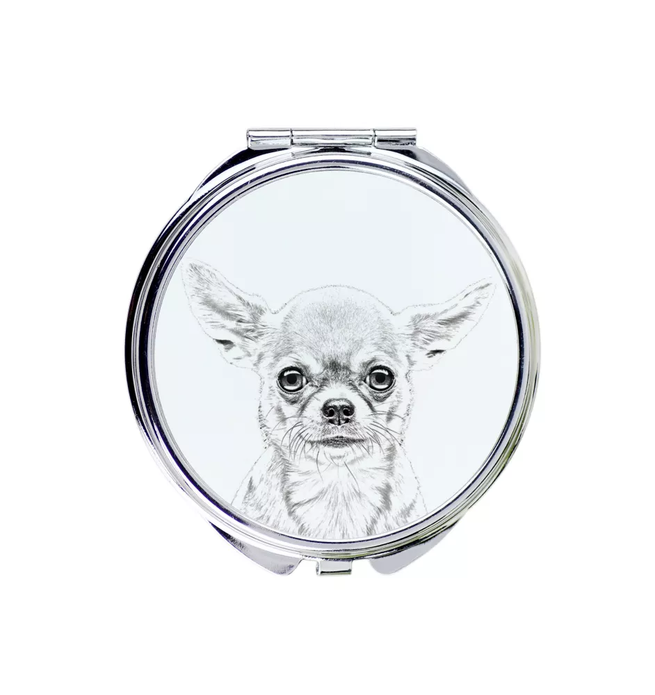 Chihuahua à poil court - miroir de poche avec chien, miroir personnalisé pour sac à main, miroir compact avec impression de la marque Art-Dog