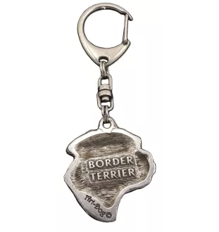 Border Terrier - Silver-plated key ring with dog, handbag decoration, backpack pendant by Art-Dog brand