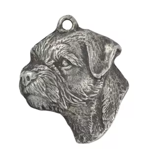 Border Terrier - Silver-plated key ring with dog, handbag decoration, backpack pendant by Art-Dog brand