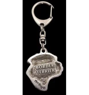 Border Terrier - Silver-plated key ring with dog, handbag decoration, backpack pendant by Art-Dog brand