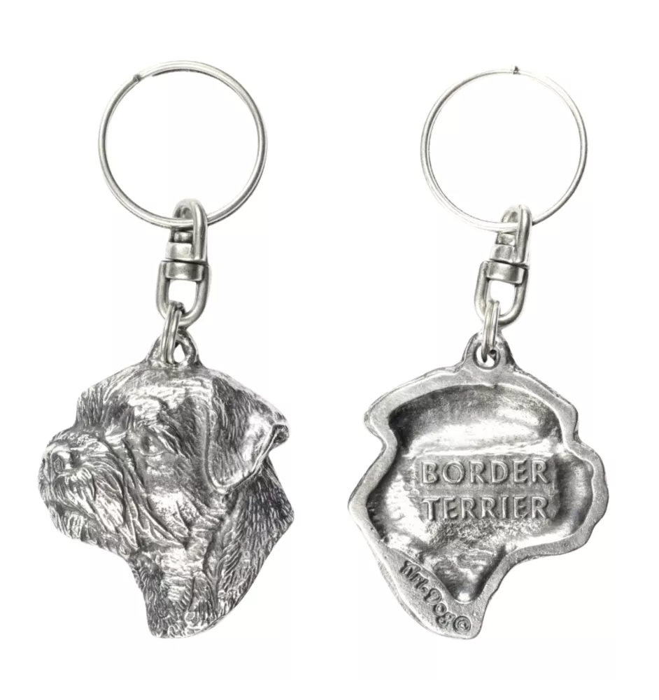 Border Terrier - Silver-plated dog pendant, handbag decoration, backpack pendant by Art-Dog brand
