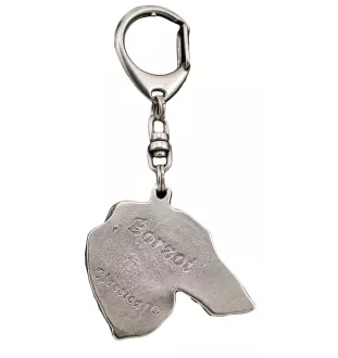 Barzoi, Levrier De Chasse Russe, Lévrier russe - Porte-clés argenté avec chien, décoration de sac à main, pendentif de sac à dos par la marque Art-Dog