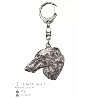 Borzoi, Russian Hunting Sighthound, Russian Wolfhound - Silver-plated key ring with dog, handbag decoration, backpack pendant by Art-Dog brand