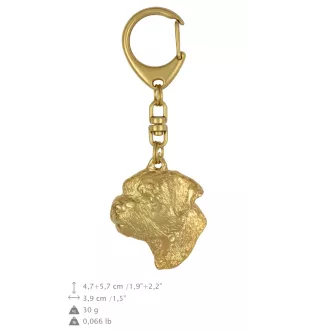 Border Terrier - Gilded key ring with dog, handbag decoration, luxury accessory by Art-Dog brand