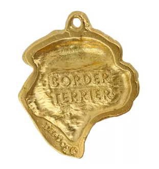 Border Terrier - Gilded key ring with dog, handbag decoration, luxury accessory by Art-Dog brand