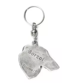 Borzoi, Russian Hunting Sighthound, Russian Wolfhound - Silver-plated dog pendant, handbag decoration, backpack pendant by Art-Dog brand