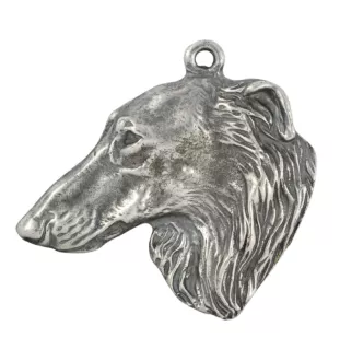 Borzoi, Russian Hunting Sighthound, Russian Wolfhound - Silver-plated dog pendant, handbag decoration, backpack pendant by Art-Dog brand