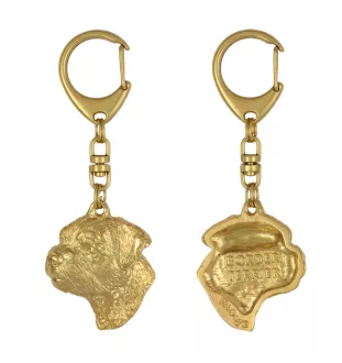 Border Terrier - Vergoldeter Schlüsselanhänger mit Hund in Geschenkbox, Handtaschen-Dekoration, Luxus-Accessoire der Marke Art-Dog