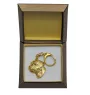 Border Terrier - Gilded key ring with dog in gift box, handbag decoration, luxury accessory by Art-Dog brand