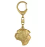 Border Terrier - Gilded key ring with dog in gift box, handbag decoration, luxury accessory by Art-Dog brand