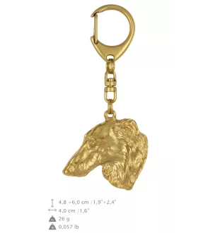 Barsoi, Russischer Jagdwindhund, Barzaia - Vergoldeter Schlüsselanhänger mit Hund, Handtaschenschmuck, Luxus-Accessoire der Marke Art-Dog