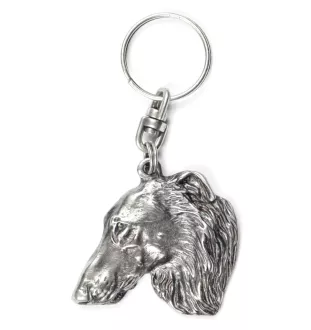 Borzoi, Russian Hunting Sighthound, Russian Wolfhound - Silver-plated pendant with a dog in a decorative box, handbag decoration, backpack pendant by Art-Dog brand