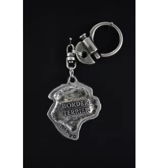 Border Terrier - Versilberter Schlüsselanhänger mit Hund in einer Geschenkbox, Handtaschenschmuck, Rucksackanhänger der Marke Art-Dog