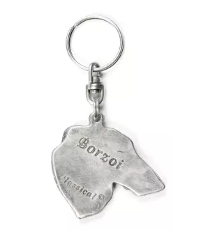 Barzoi, Levrier De Chasse Russe, Lévrier russe - Pendentif argenté avec un chien dans une boîte décorative, décoration de sac à main, pendentif de sac à dos par la marque Art-Dog