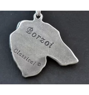 Barzoi, Levrier De Chasse Russe, Lévrier russe - collier avec un chien, pendentif en plaqué argent pour les fans de chiens, bijoux uniques de la marque Art-Dog