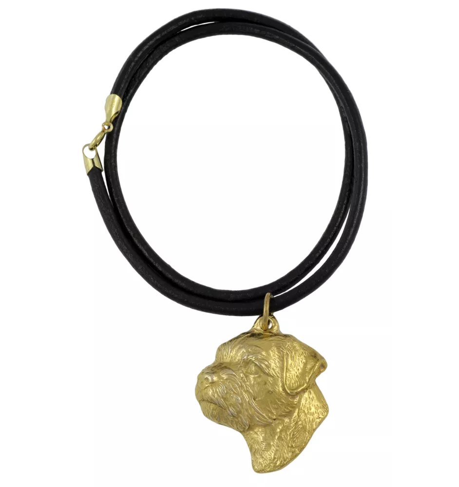 Border Terrier - Collier pour chien, pendentif plaqué or pour fan de chien, bijoux uniques de la marque Art-Dog