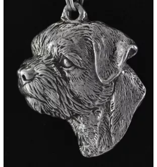 Border Terrier - Hundehalsband in Geschenkbox, versilbertes Medaillon für Hundefans, markanter Anhänger der Marke Art-Dog