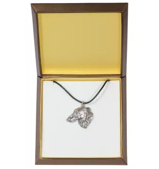 Barsoi, Russischer Jagdwindhund, Barzaia - Hundehalsband in Geschenkbox, versilbertes Medaillon für Hundefans, markanter Anhänger der Marke Art-Dog