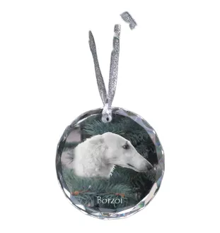 Barsoi, Russischer Jagdwindhund, Barzaia - Kristallkugel mit Foto, Hundebild im Kristall, personalisierter Christbaumschmuck von Art-Dog.