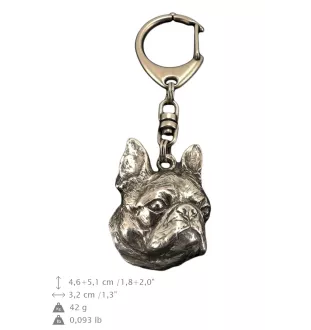 Boston Terrier, American Gentleman - Silver-plated key ring with dog, handbag decoration, backpack pendant by Art-Dog brand