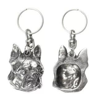 Boston Terrier, American Gentleman - Silver-plated dog pendant, handbag decoration, backpack pendant by Art-Dog brand