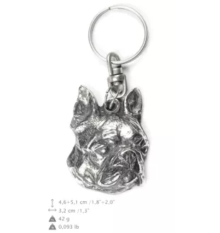 Boston Terrier, American Gentleman - Silver-plated dog pendant, handbag decoration, backpack pendant by Art-Dog brand