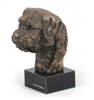 Border Terrier - Statue de chien, buste sur socle en pierre, sculpture, trophée pour exposition canine par la marque Art-Dog