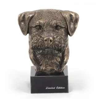 Border Terrier - Statue de chien, buste sur socle en pierre, sculpture, trophée pour exposition canine par la marque Art-Dog