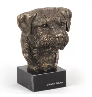Border Terrier - Statue de chien, buste sur socle en pierre, sculpture, trophée pour exposition canine par la marque Art-Dog