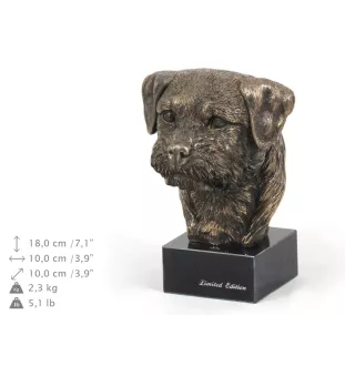 Border Terrier - Statue de chien, buste sur socle en pierre, sculpture, trophée pour exposition canine par la marque Art-Dog