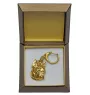 Boston Terrier, American Gentleman - Gilded key ring with dog in gift box, handbag decoration, luxury accessory by Art-Dog brand
