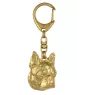 Boston Terrier, American Gentleman - Gilded key ring with dog in gift box, handbag decoration, luxury accessory by Art-Dog brand