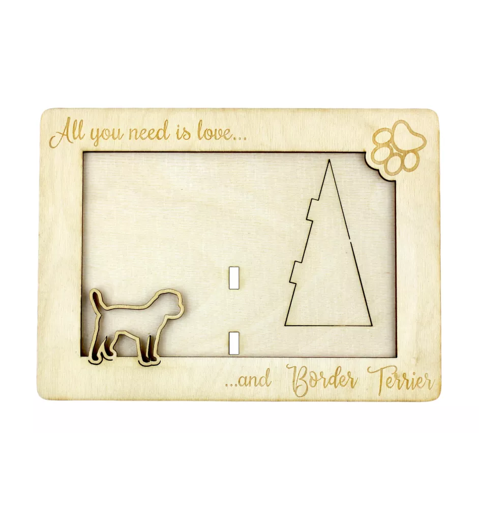 Border Terrier - Photo frame, engraved wooden frame, a lovely gadget for the dog lover by Art-Dog