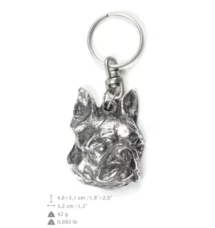 Terrier de Boston, Boston Terrier - Pendentif argenté avec un chien dans une boîte décorative, décoration de sac à main, pendentif de sac à dos par la marque Art-Dog