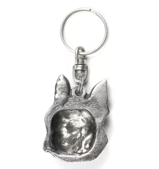 Terrier de Boston, Boston Terrier - Pendentif argenté avec un chien dans une boîte décorative, décoration de sac à main, pendentif de sac à dos par la marque Art-Dog