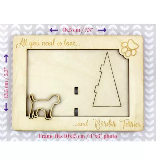 Border Terrier - Photo frame, engraved wooden frame, a lovely gadget for the dog lover by Art-Dog